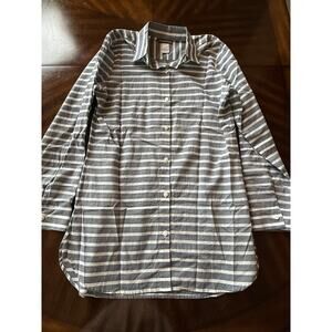 Tommy Bahama Womens Medium Striped Button Down Shirt Tunic Blue White Cotton